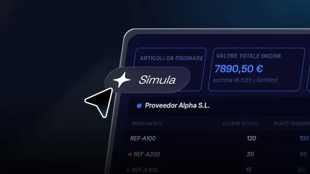 Simulatore di ordini di acquisto: calcolate cosa ordinare, in che quantità e da quale fornitore