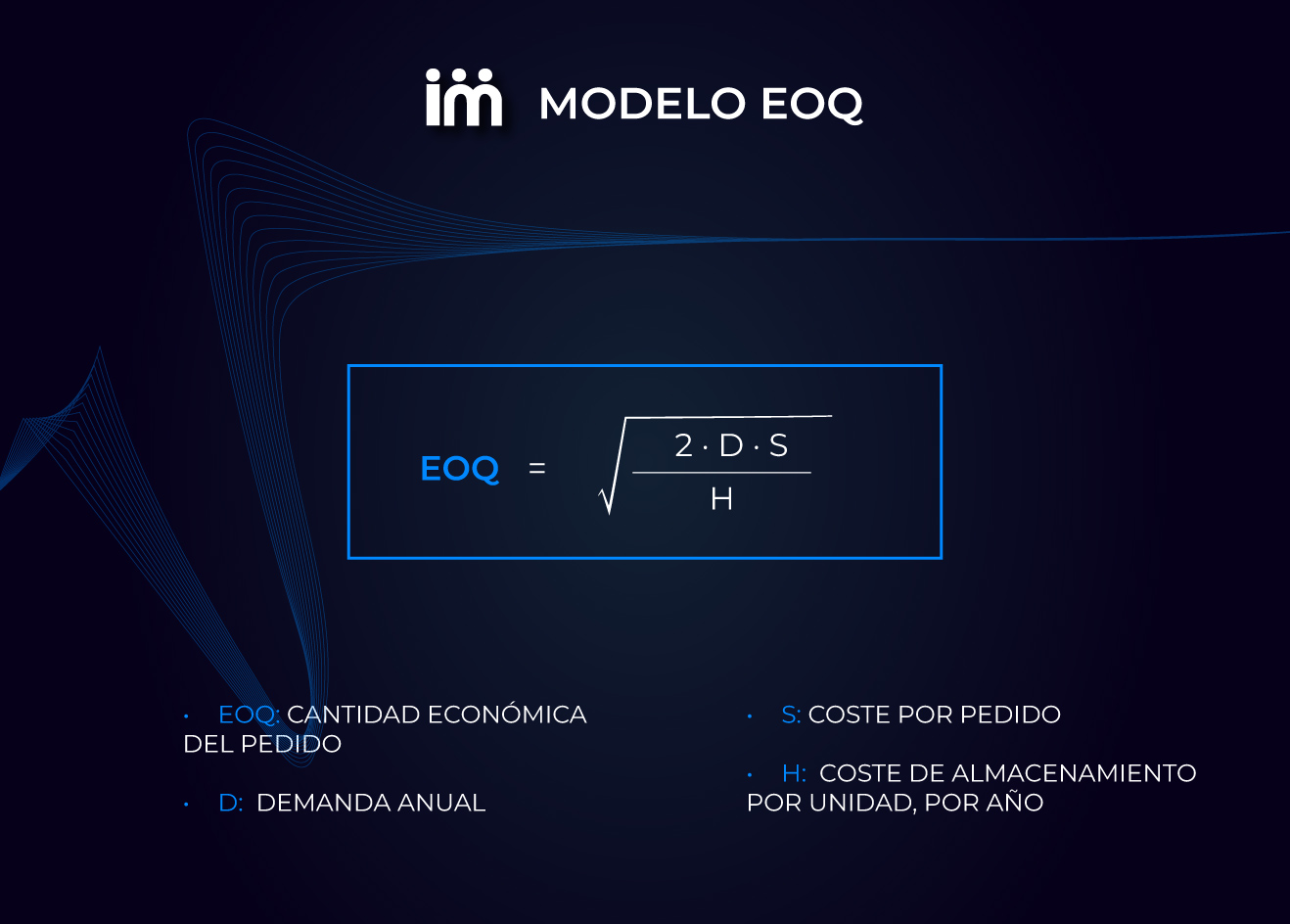Fórmula para calcular el Modelo EOQ